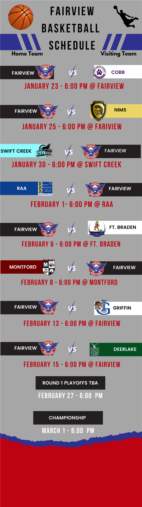Schedule for Boys Basketball
